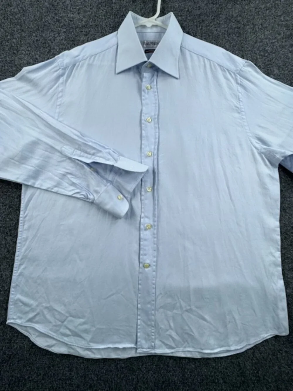 Balmain Tessuto Doppio Ritorto 17.5 Cotton Blue Men Point Shirt Button Up Woven